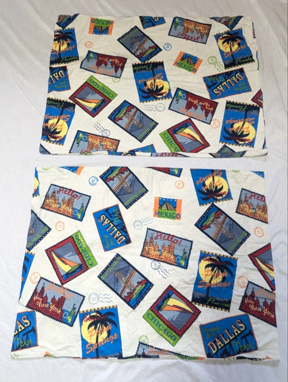 Set Of 2 Flannel Postcard Travel Printed Standard Pillow Cases 28